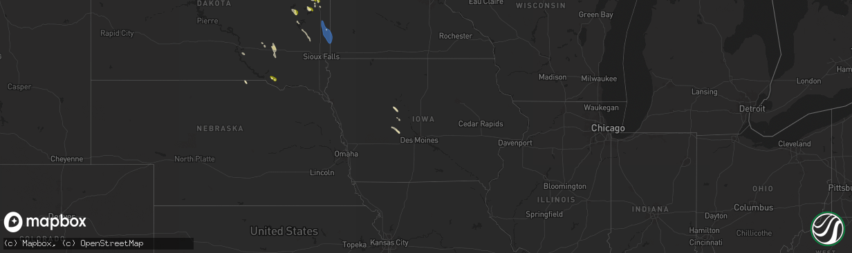 Hail map in Iowa on September 2, 2025