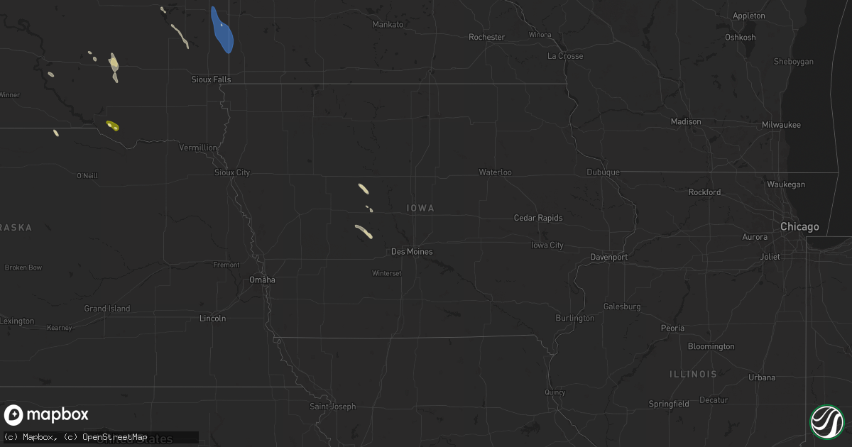 Hail map in Iowa on September 2, 2025