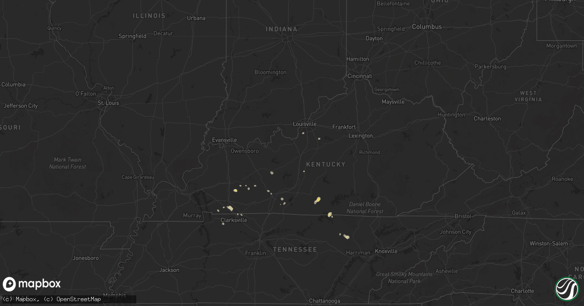 Hail map in Kentucky on September 2, 2025