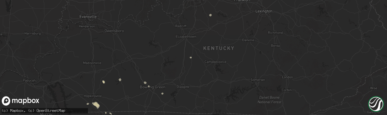 Hail map in Magnolia, KY on September 2, 2025