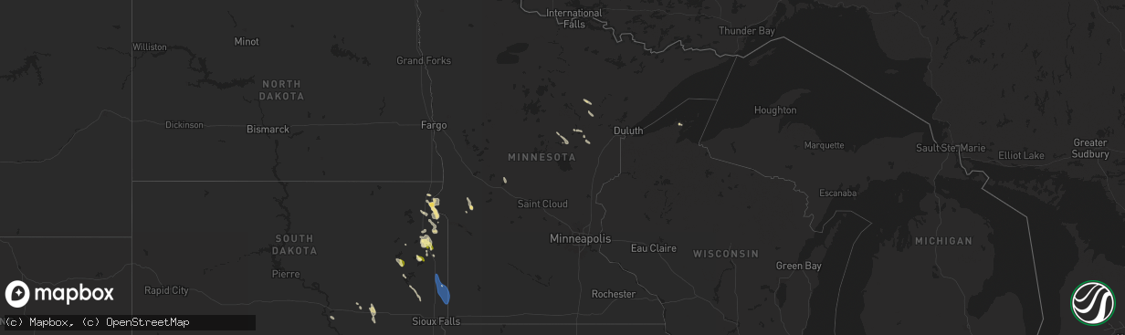 Hail map in Minnesota on September 2, 2025