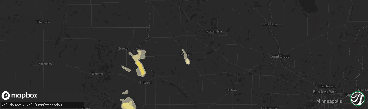 Hail map in Morris, MN on September 2, 2025