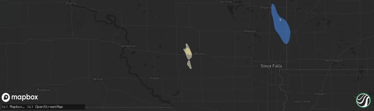 Hail map in Mount Vernon, SD on September 2, 2025
