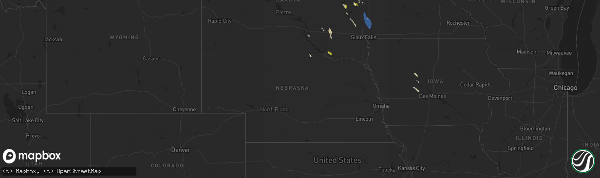 Hail map in Nebraska on September 2, 2025