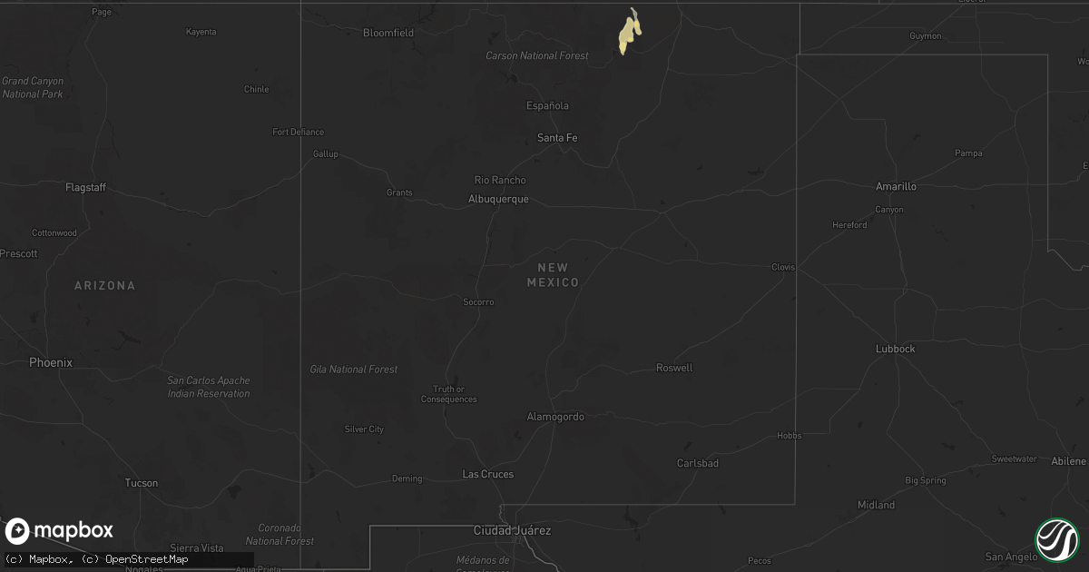 Hail map in New Mexico on September 2, 2025
