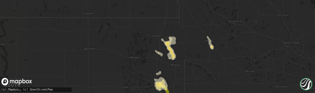 Hail map in Peever, SD on September 2, 2025