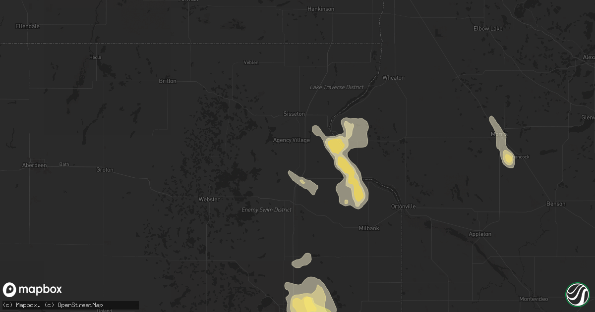 Hail map in Peever, SD on September 2, 2025