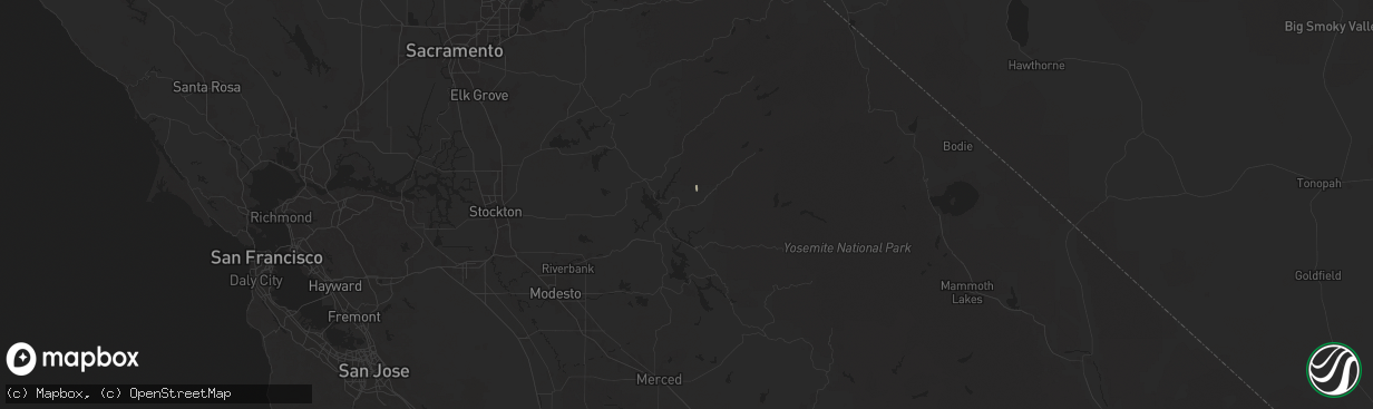 Hail map in Sonora, CA on September 2, 2025