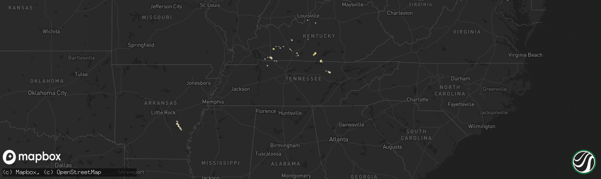 Hail map in Tennessee on September 2, 2025