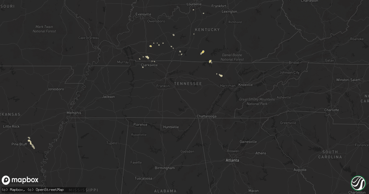 Hail map in Tennessee on September 2, 2025