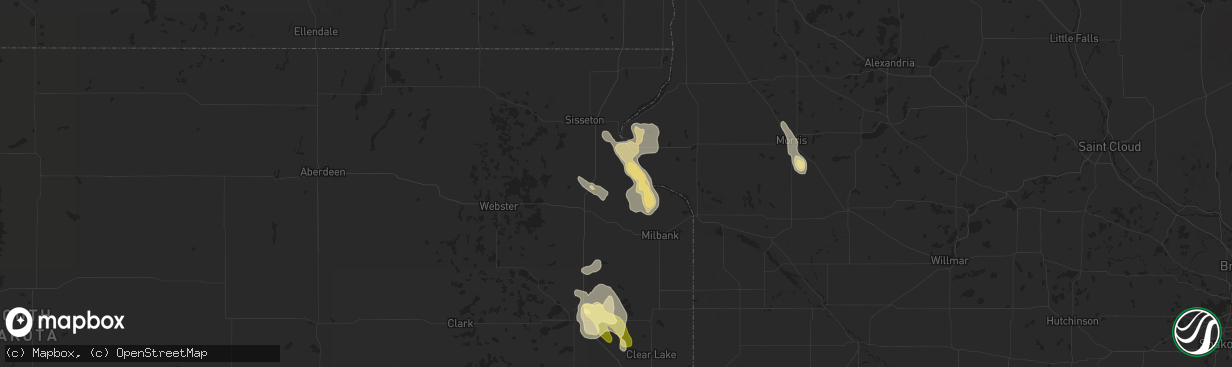 Hail map in Wilmot, SD on September 2, 2025