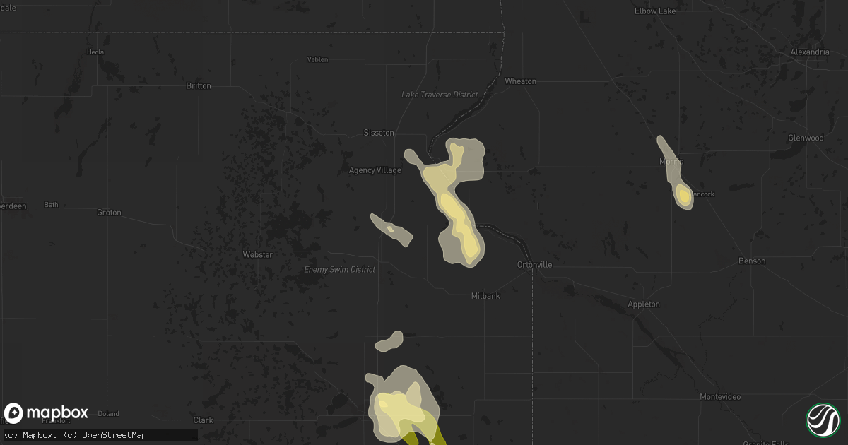 Hail map in Wilmot, SD on September 2, 2025