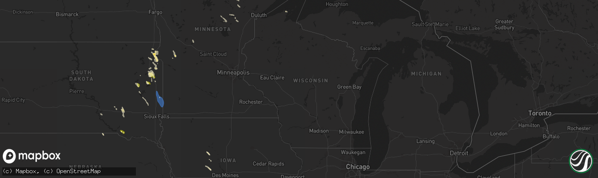 Hail map in Wisconsin on September 2, 2025