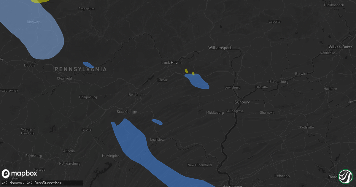 Hail map in Aaronsburg, PA on September 2, 2026