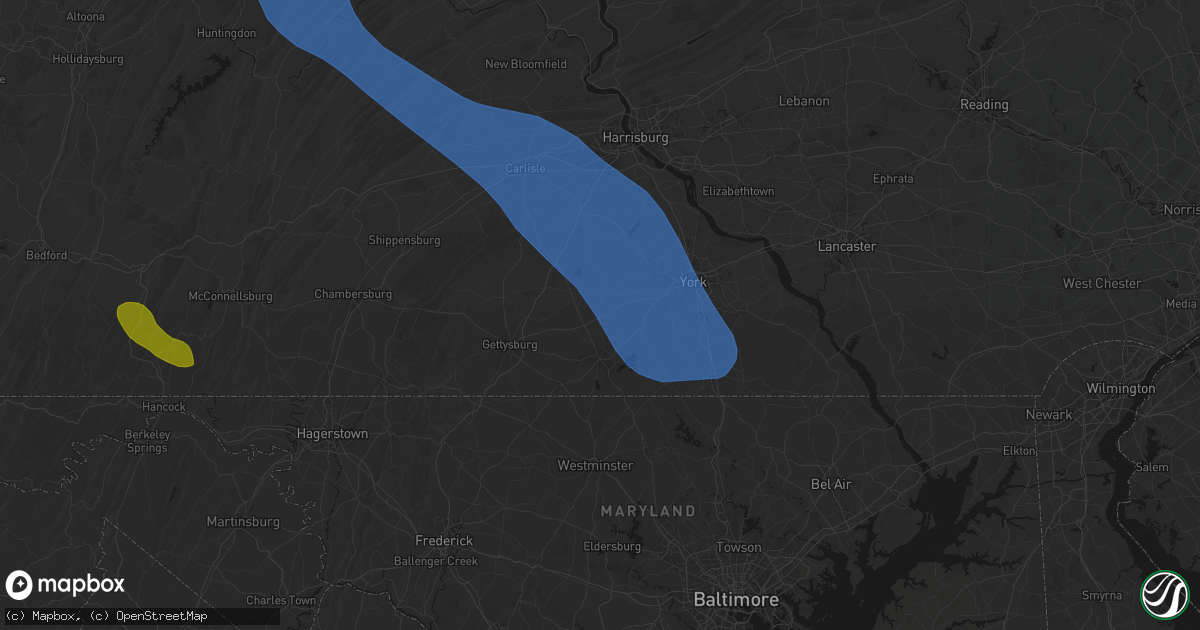 Hail map in Abbottstown, PA on September 2, 2026
