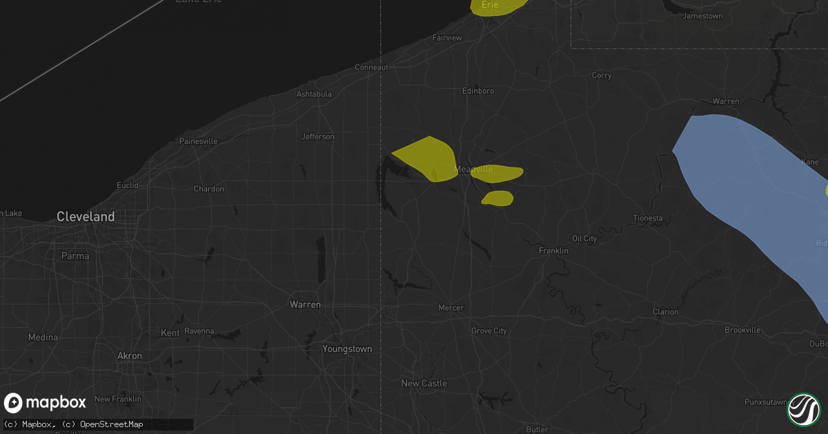 Hail map in Adamsville, PA on September 2, 2026