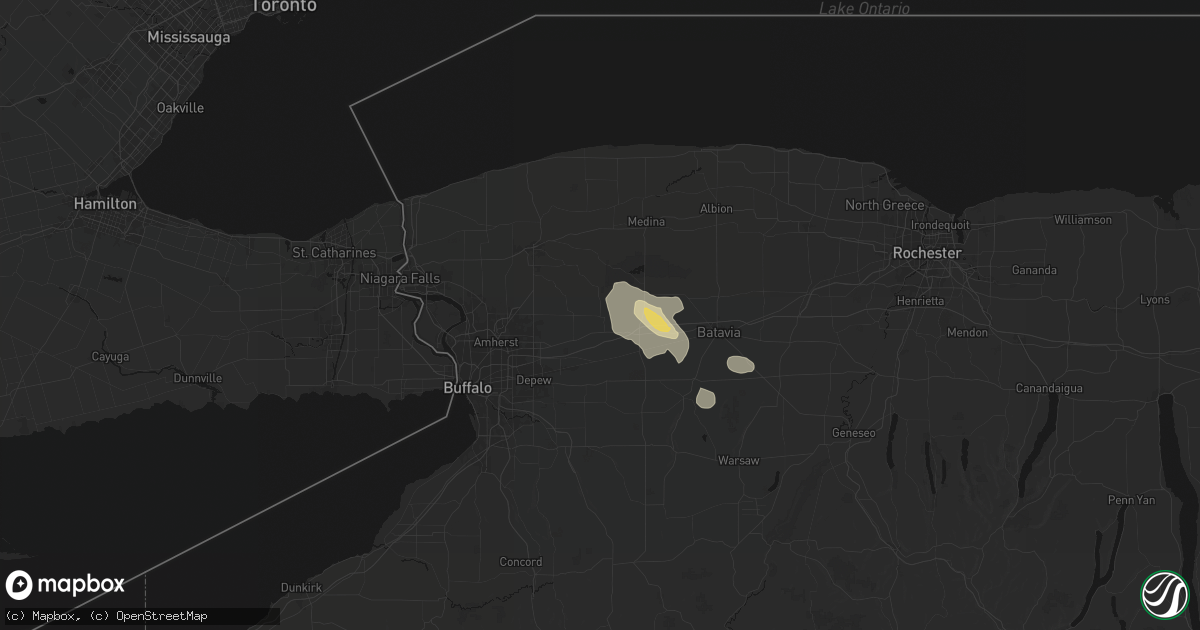 Hail map in Akron, NY on September 2, 2026