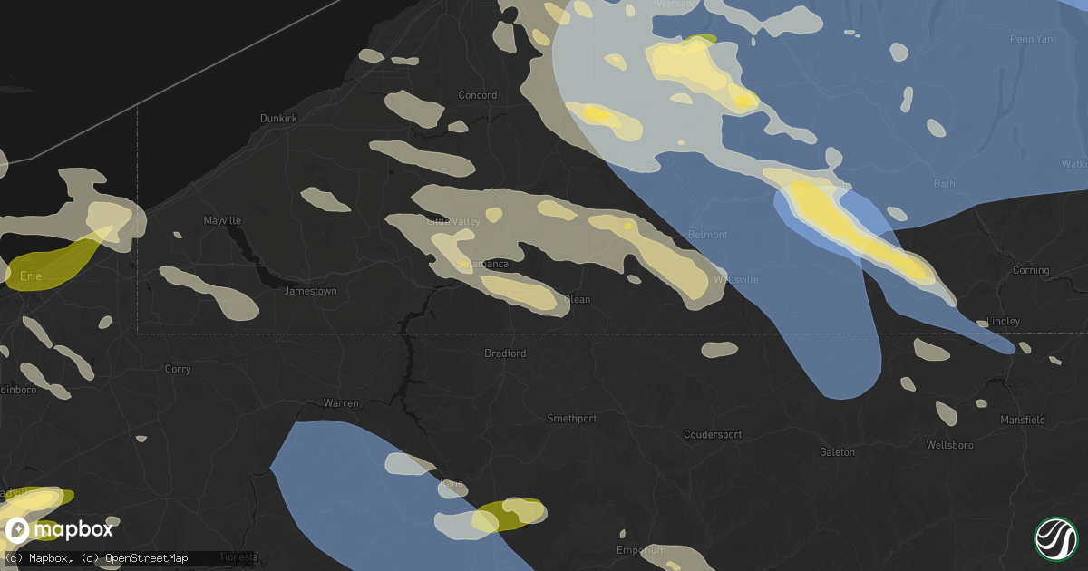 Hail map in Allegany, NY on September 2, 2026