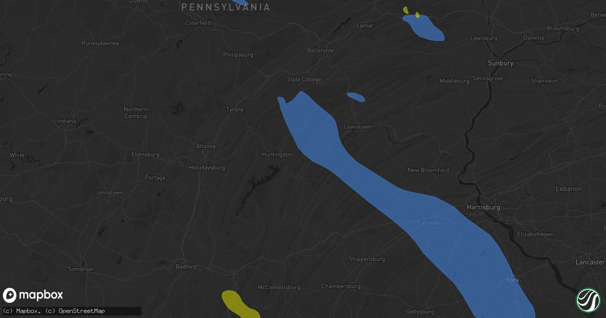 Hail map in Allensville, PA on September 2, 2026