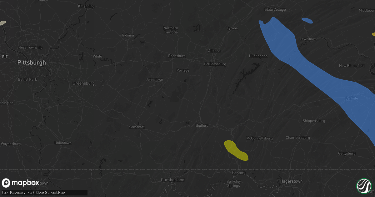 Hail map in Alum Bank, PA on September 2, 2026