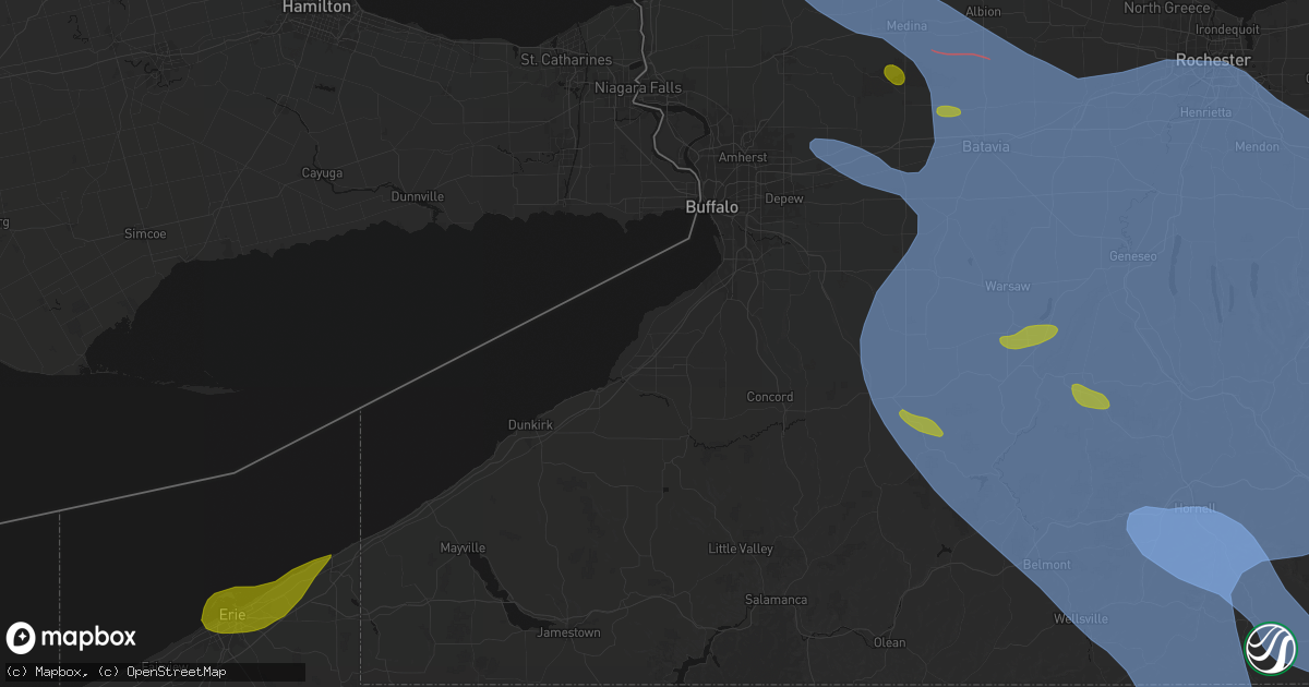 Hail map in Angola, NY on September 2, 2026