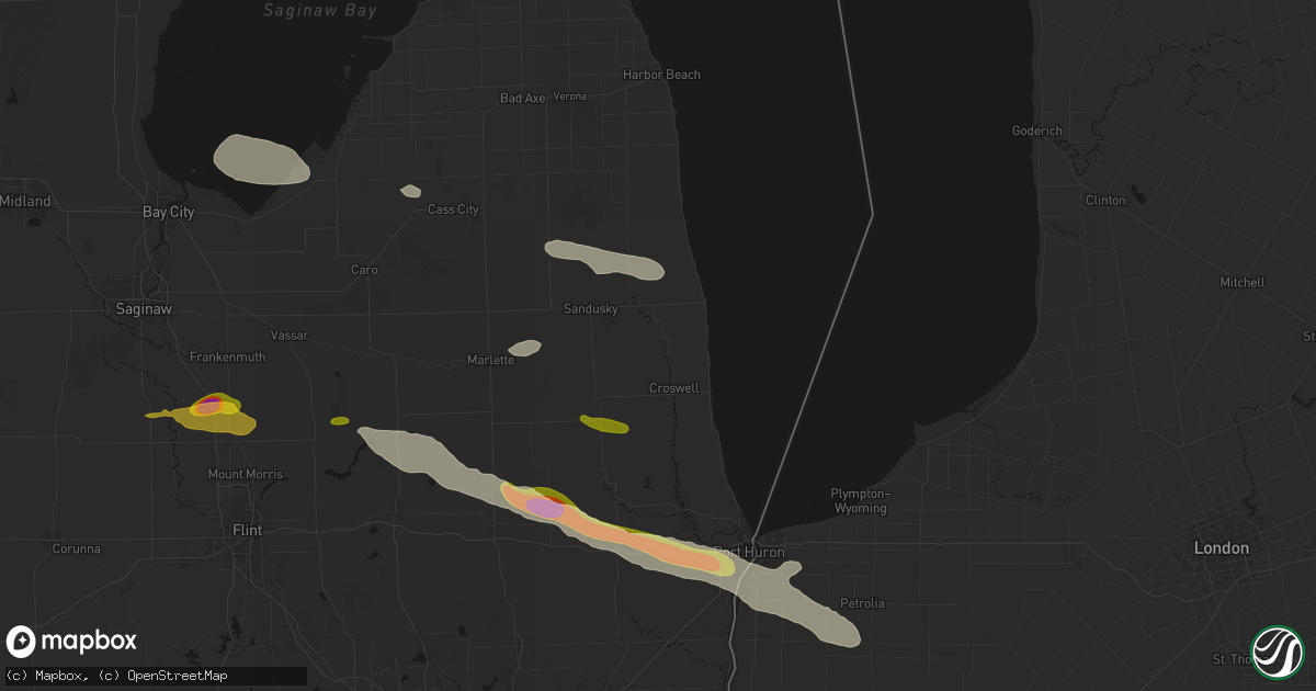 Hail map in Applegate, MI on September 2, 2026