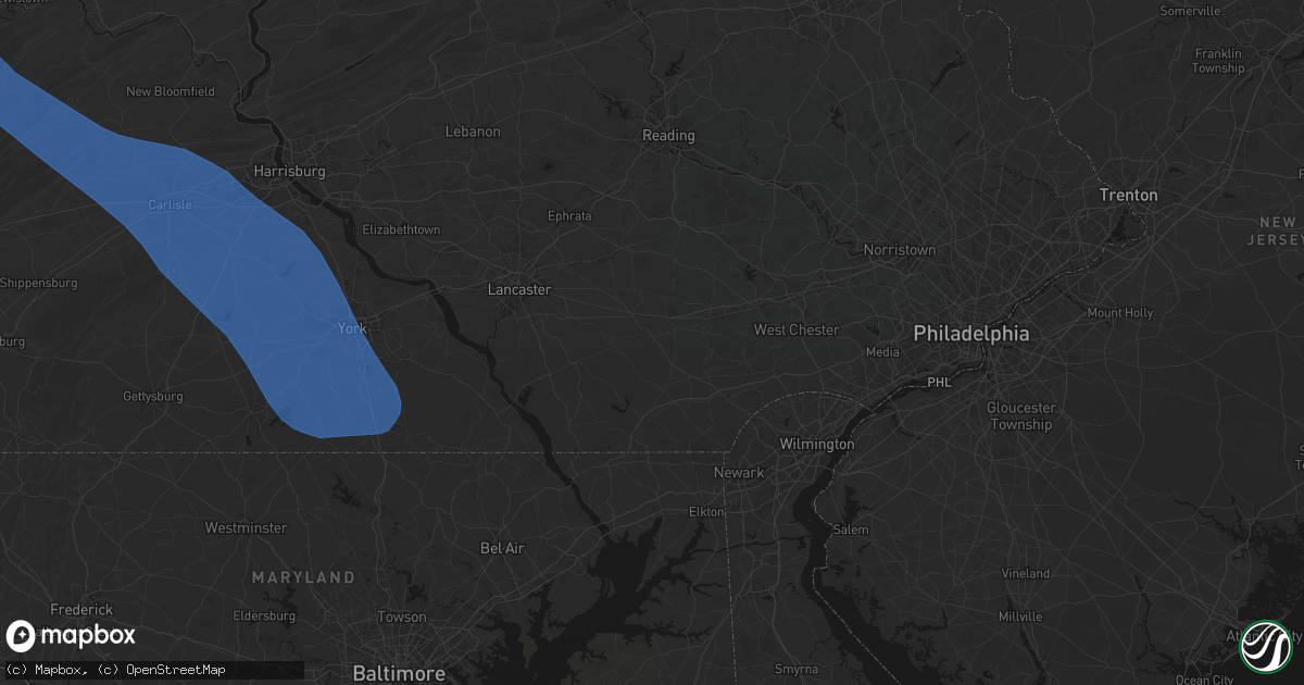 Hail map in Atglen, PA on September 2, 2026