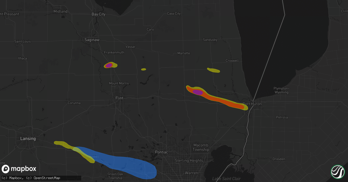 Hail map in Attica, MI on September 2, 2026