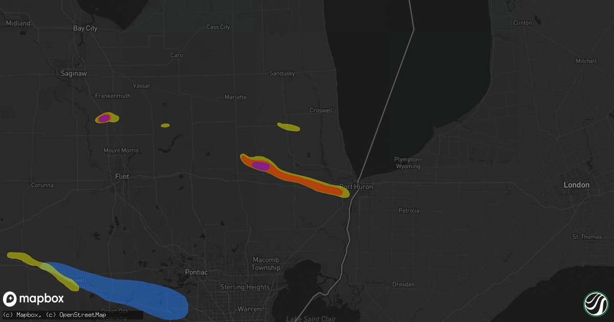 Hail map in Avoca, MI on September 2, 2026