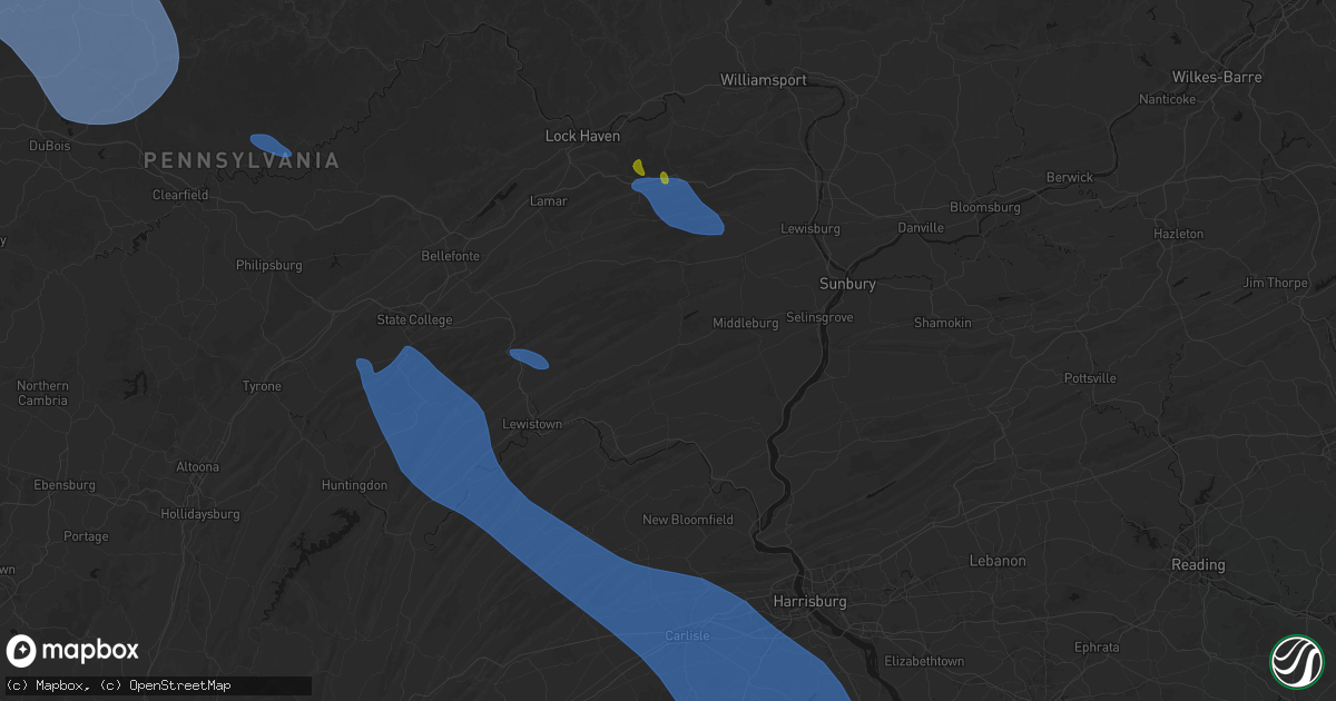 Hail map in Beaver Springs, PA on September 2, 2026
