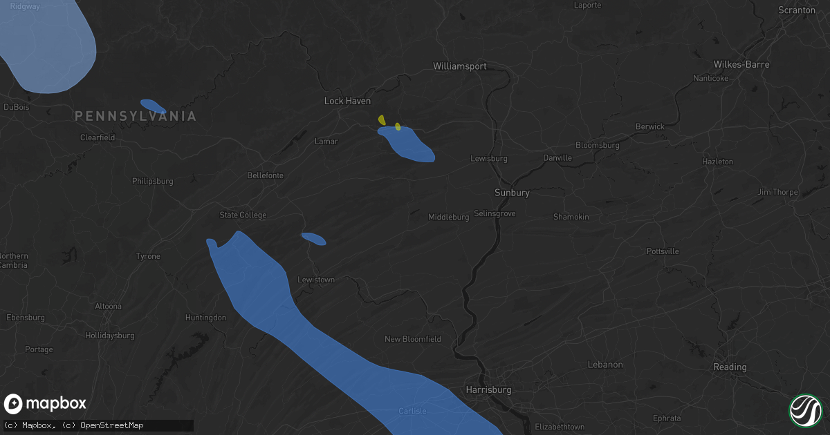Hail map in Beavertown, PA on September 2, 2026
