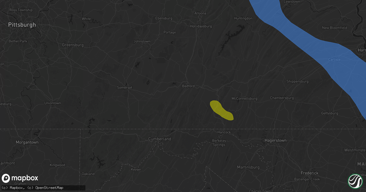 Hail map in Bedford, PA on September 2, 2026