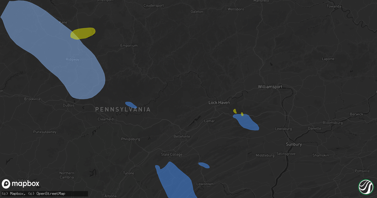 Hail map in Beech Creek, PA on September 2, 2026