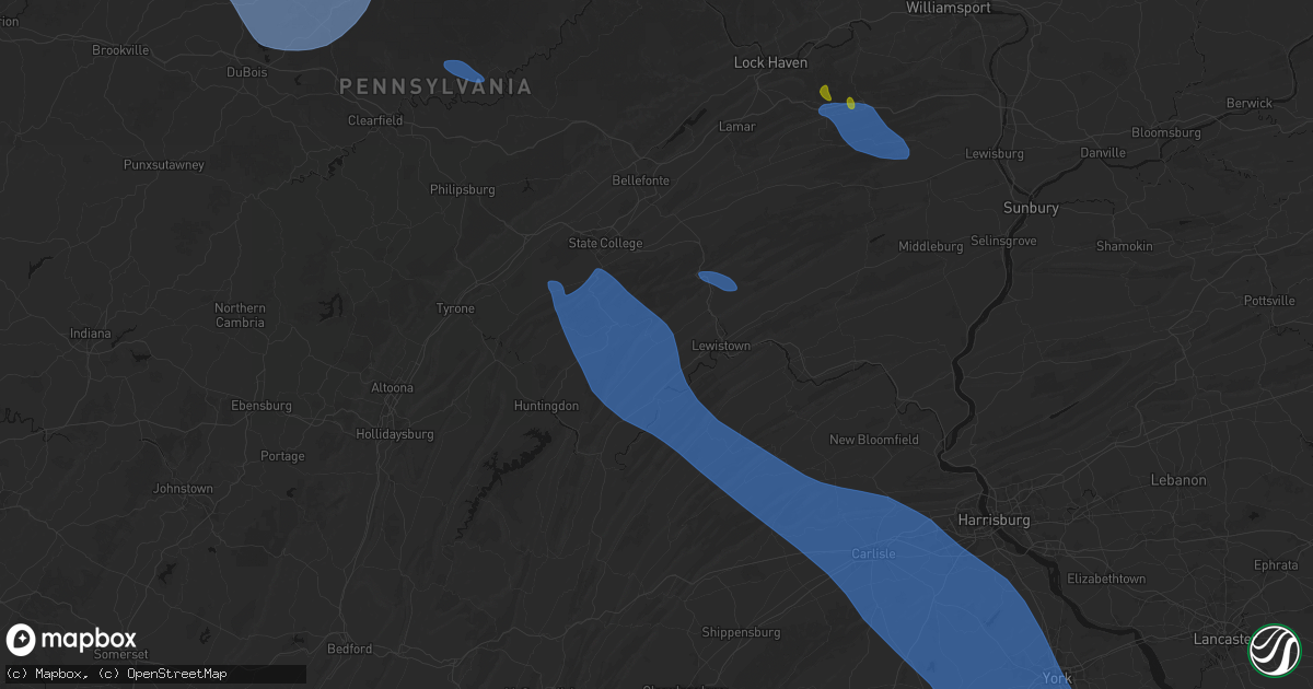 Hail map in Belleville, PA on September 2, 2026