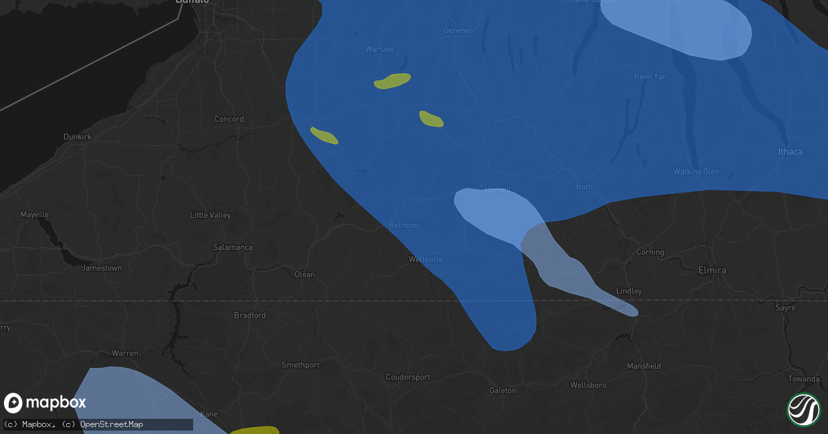 Hail map in Belmont, NY on September 2, 2026