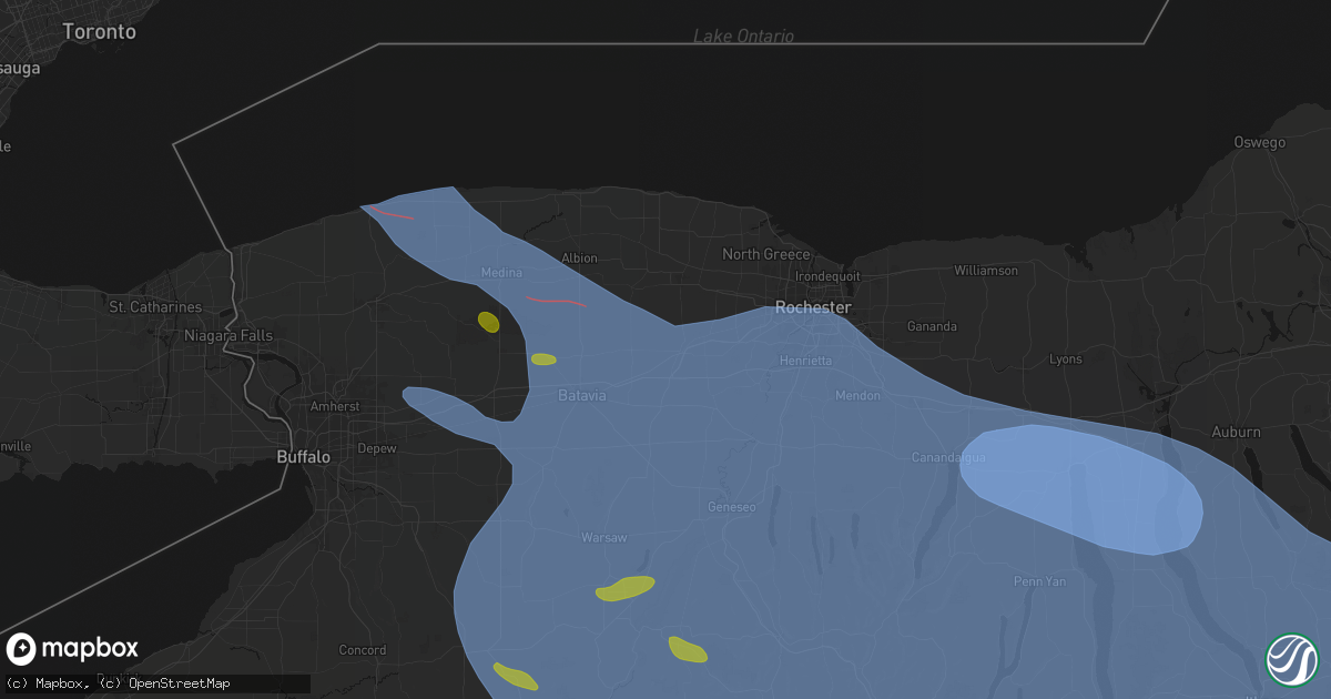 Hail map in Bergen, NY on September 2, 2026