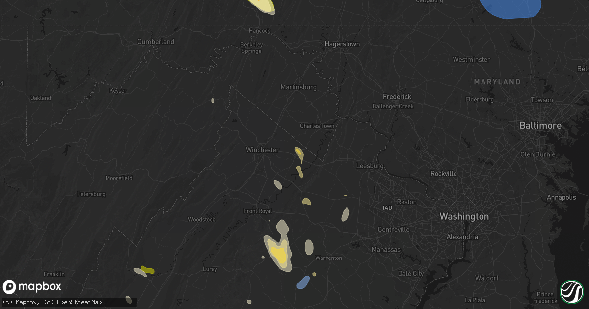 Hail map in Berryville, VA on September 2, 2026