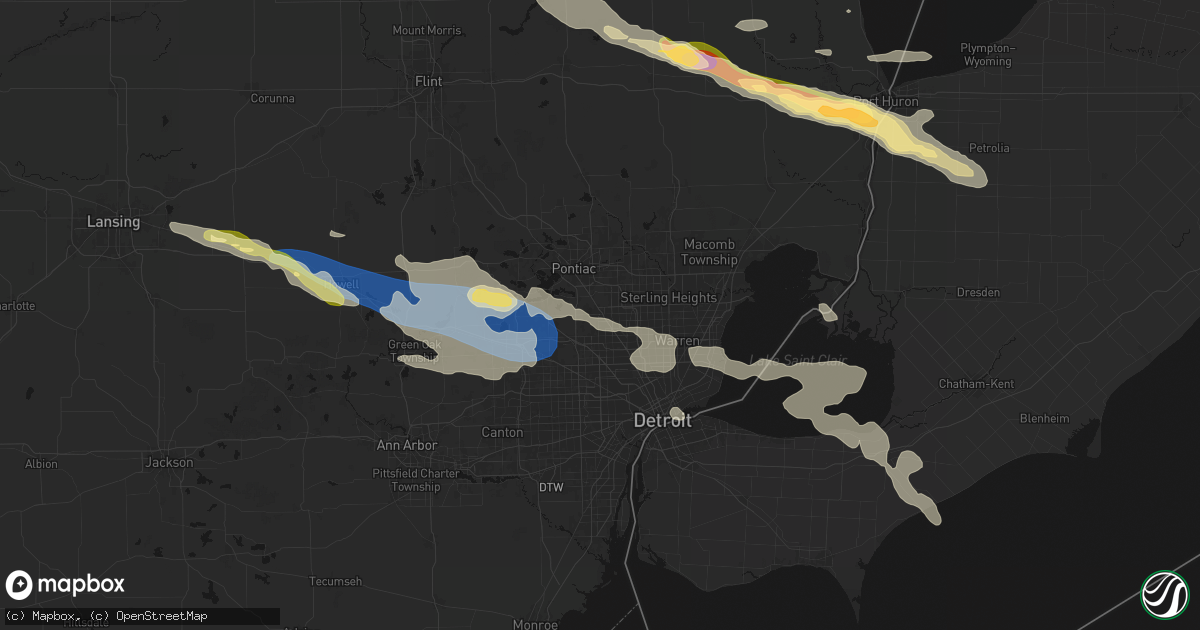 Hail map in Birmingham, MI on September 2, 2026