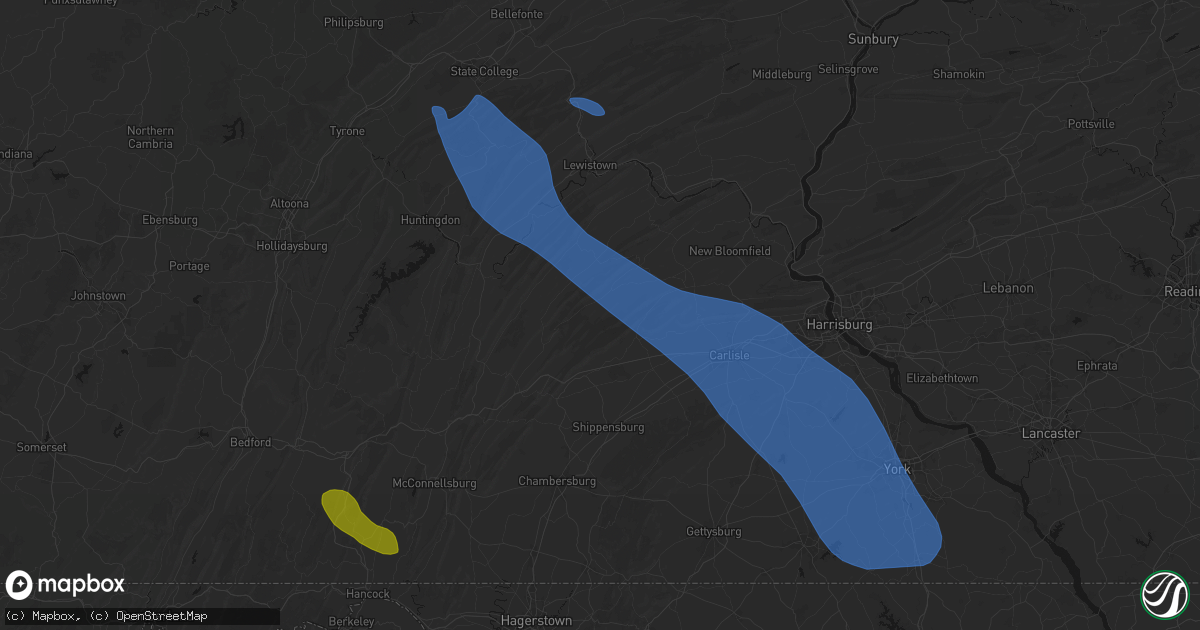 Hail map in Blain, PA on September 2, 2026