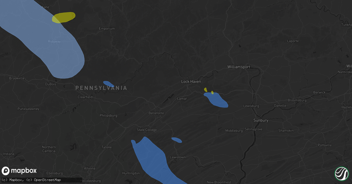 Hail map in Blanchard, PA on September 2, 2026