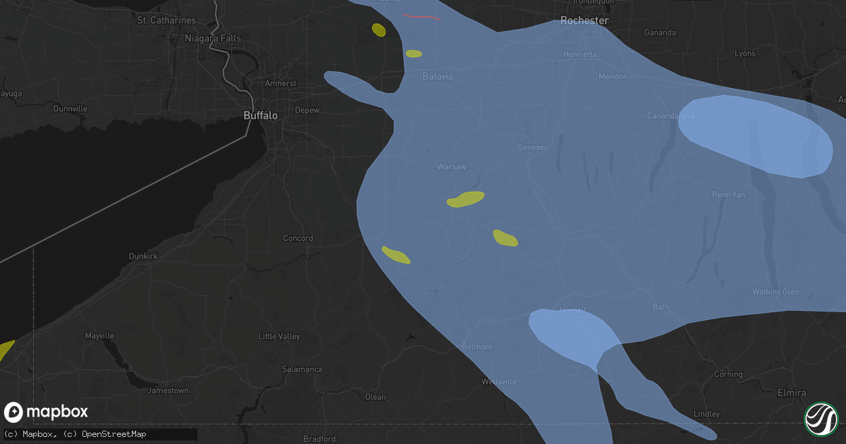 Hail map in Bliss, NY on September 2, 2026