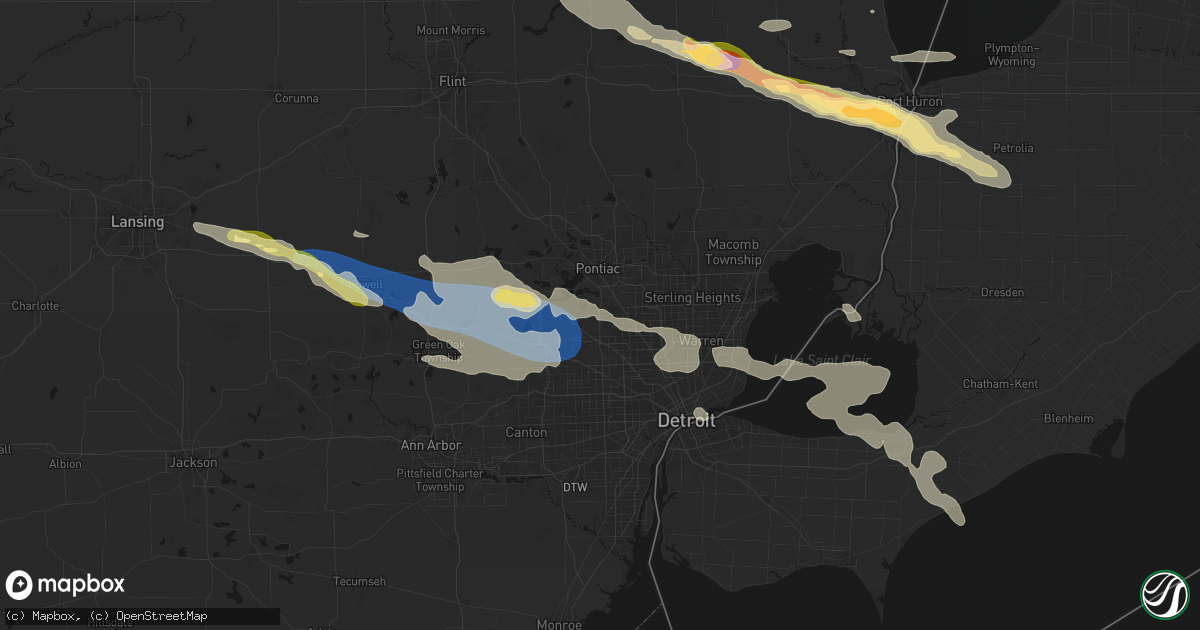 Hail map in Bloomfield Hills, MI on September 2, 2026