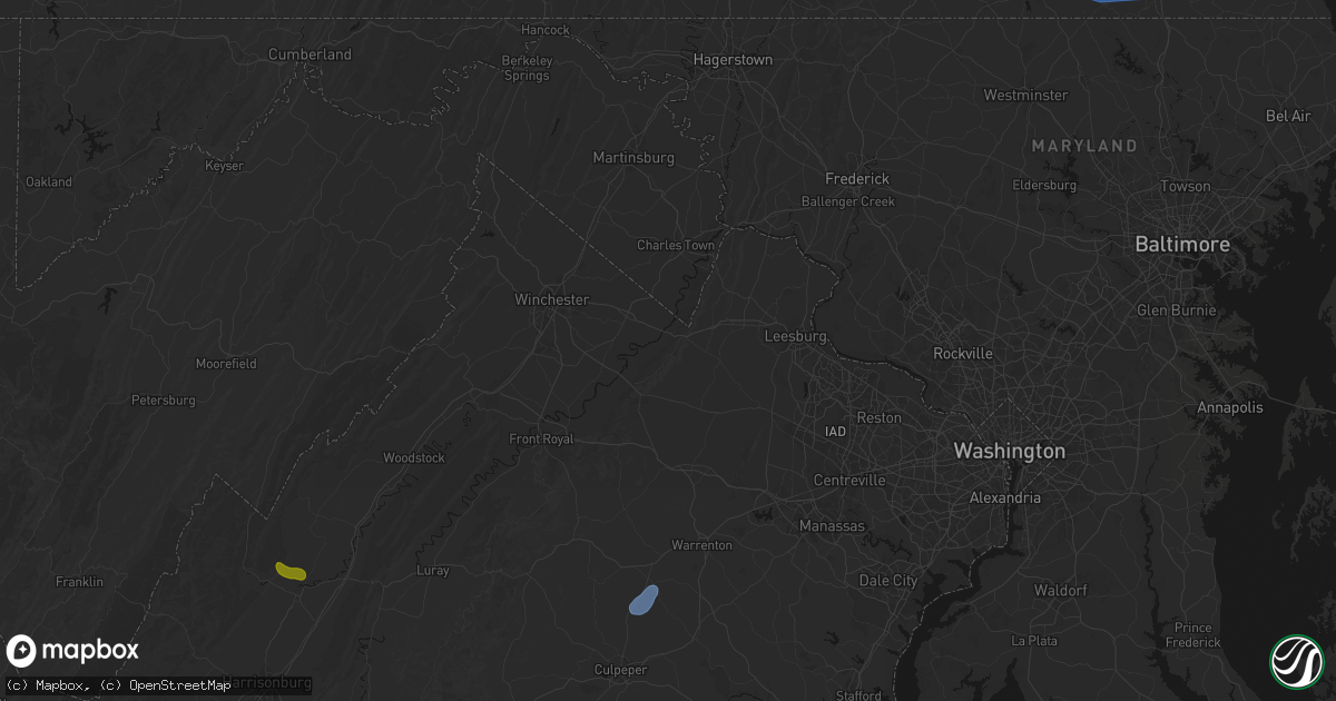 Hail map in Bluemont, VA on September 2, 2026