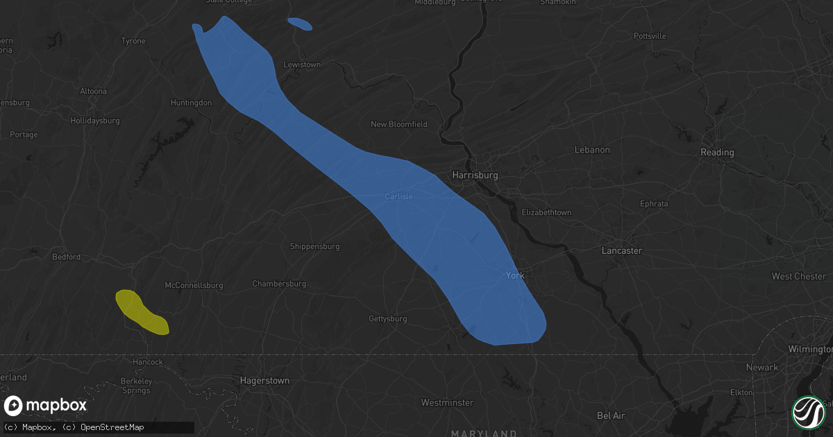 Hail map in Boiling Springs, PA on September 2, 2026