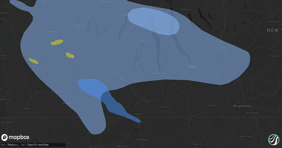Hail map in Bradford, NY on September 2, 2026