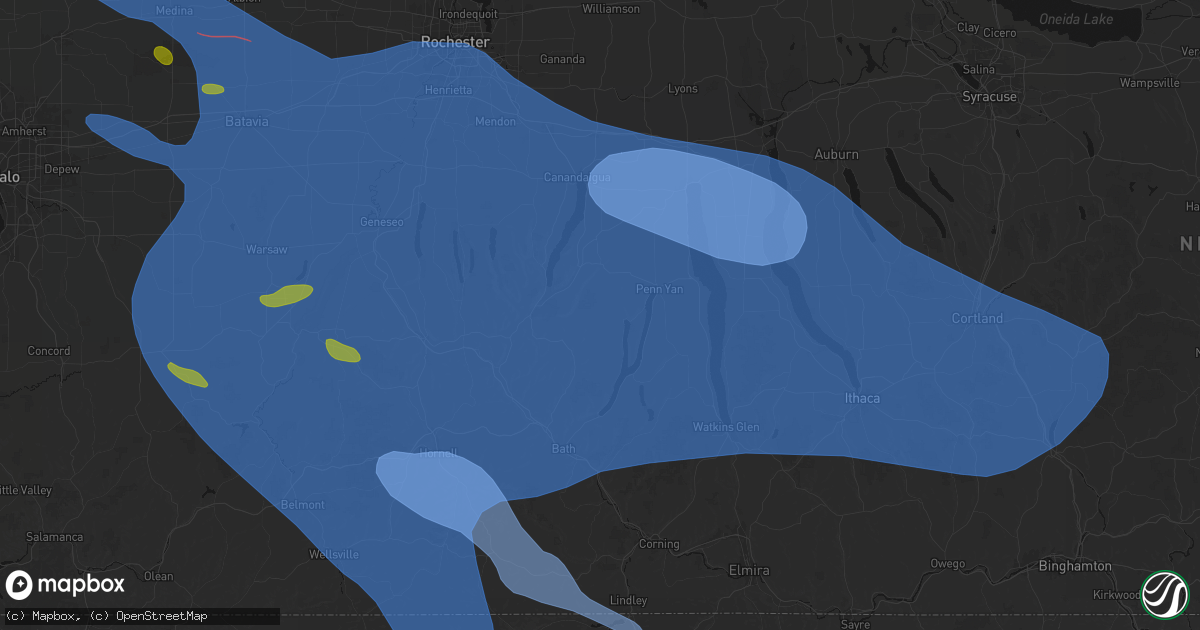 Hail map in Branchport, NY on September 2, 2026