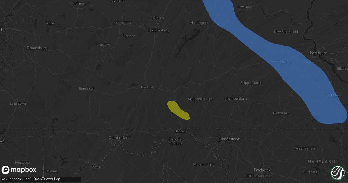 Hail map in Breezewood, PA on September 2, 2026