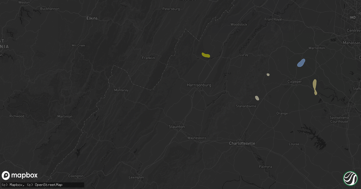 Hail map in Bridgewater, VA on September 2, 2026