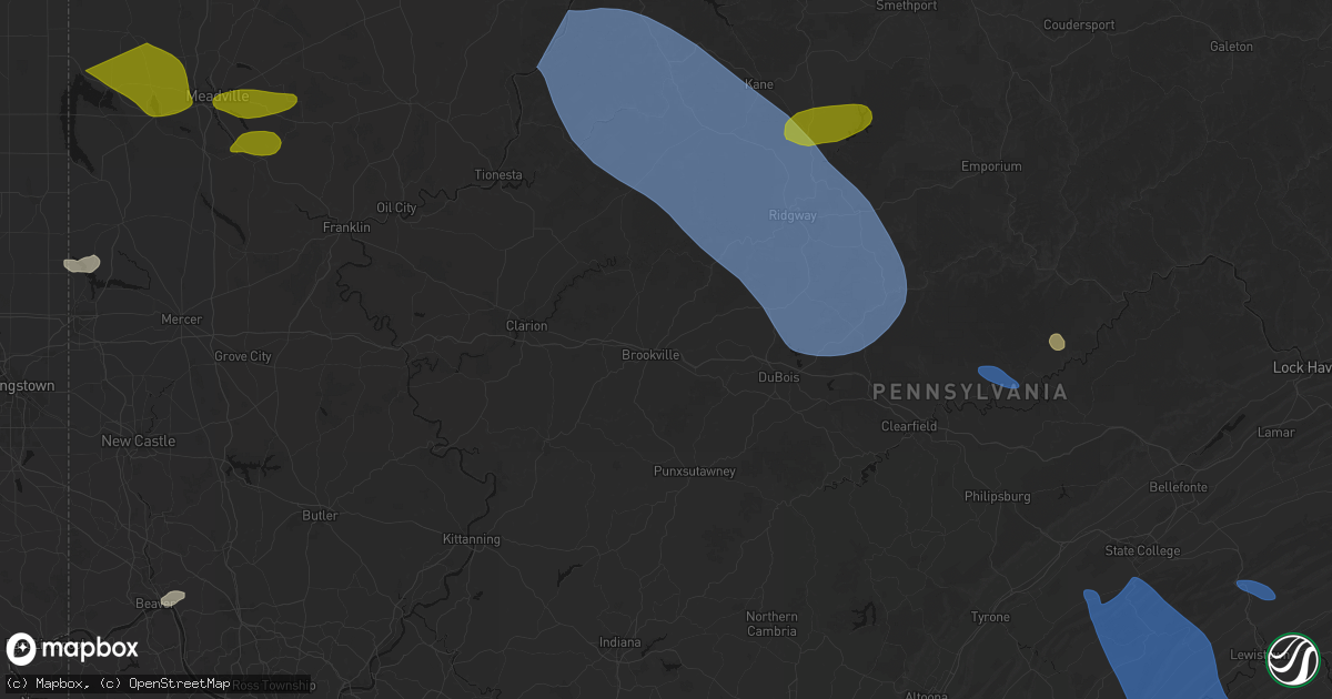 Hail map in Brookville, PA on September 2, 2026