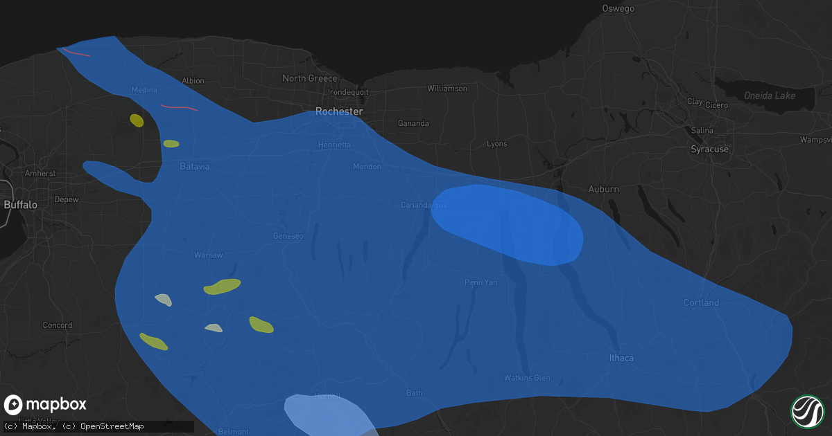 Hail map in Canandaigua, NY on September 2, 2026